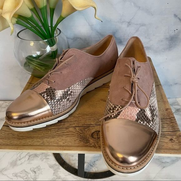 Gabor Shoes - Gabor Rose Gold Leather Classic Oxford Shoes Size 8